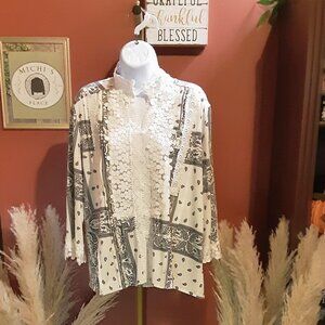 Women's White and Cream Blouse
